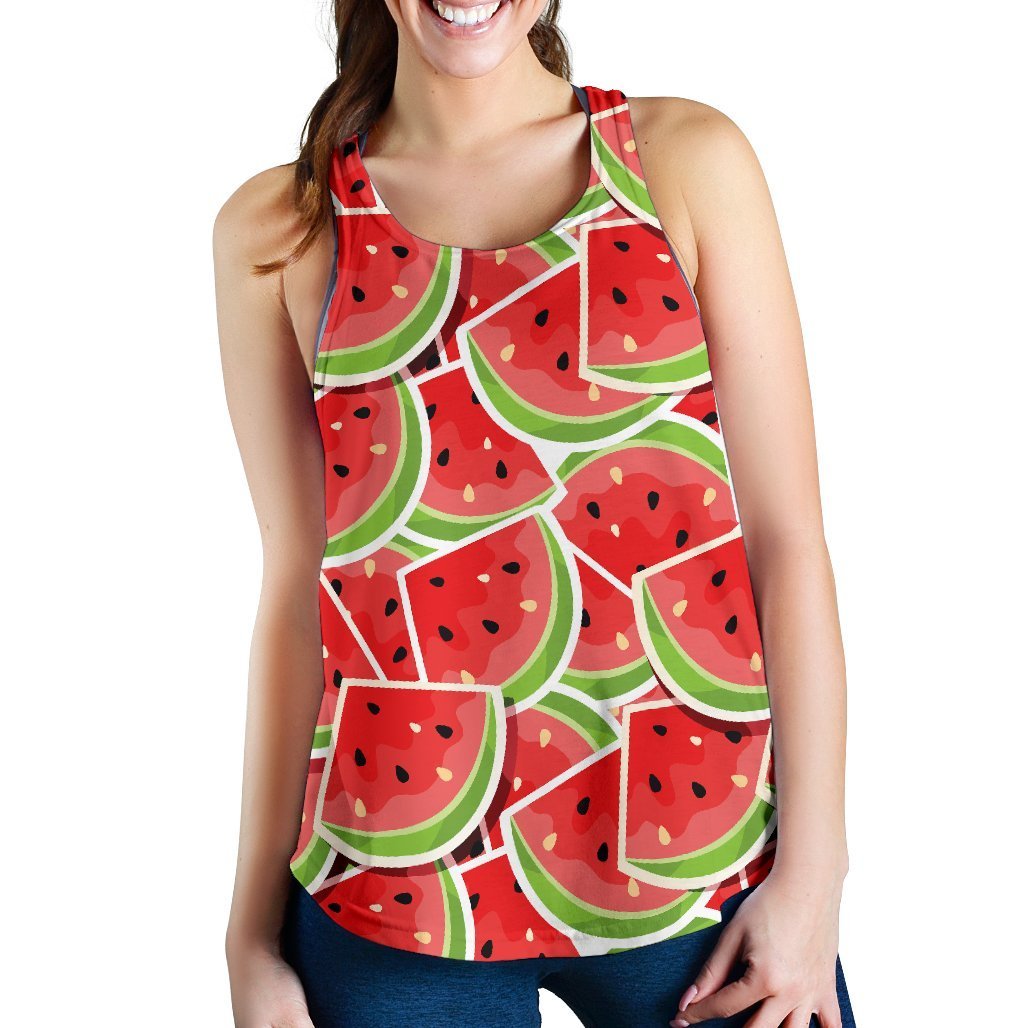 Cute Watermelon Slices Pattern Print Women's Racerback Tank Top