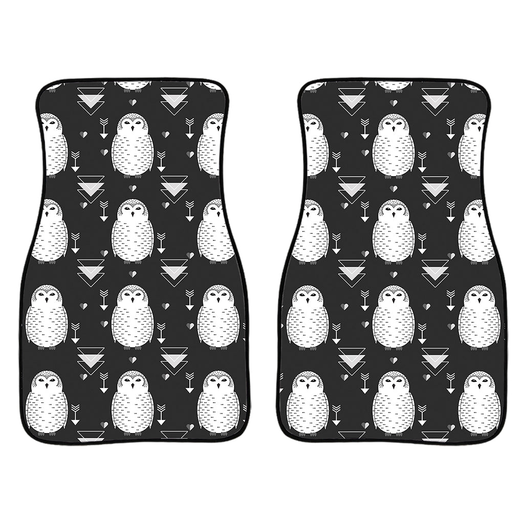 Cute White And Grey Owl Pattern Print Front Car Floor Mats