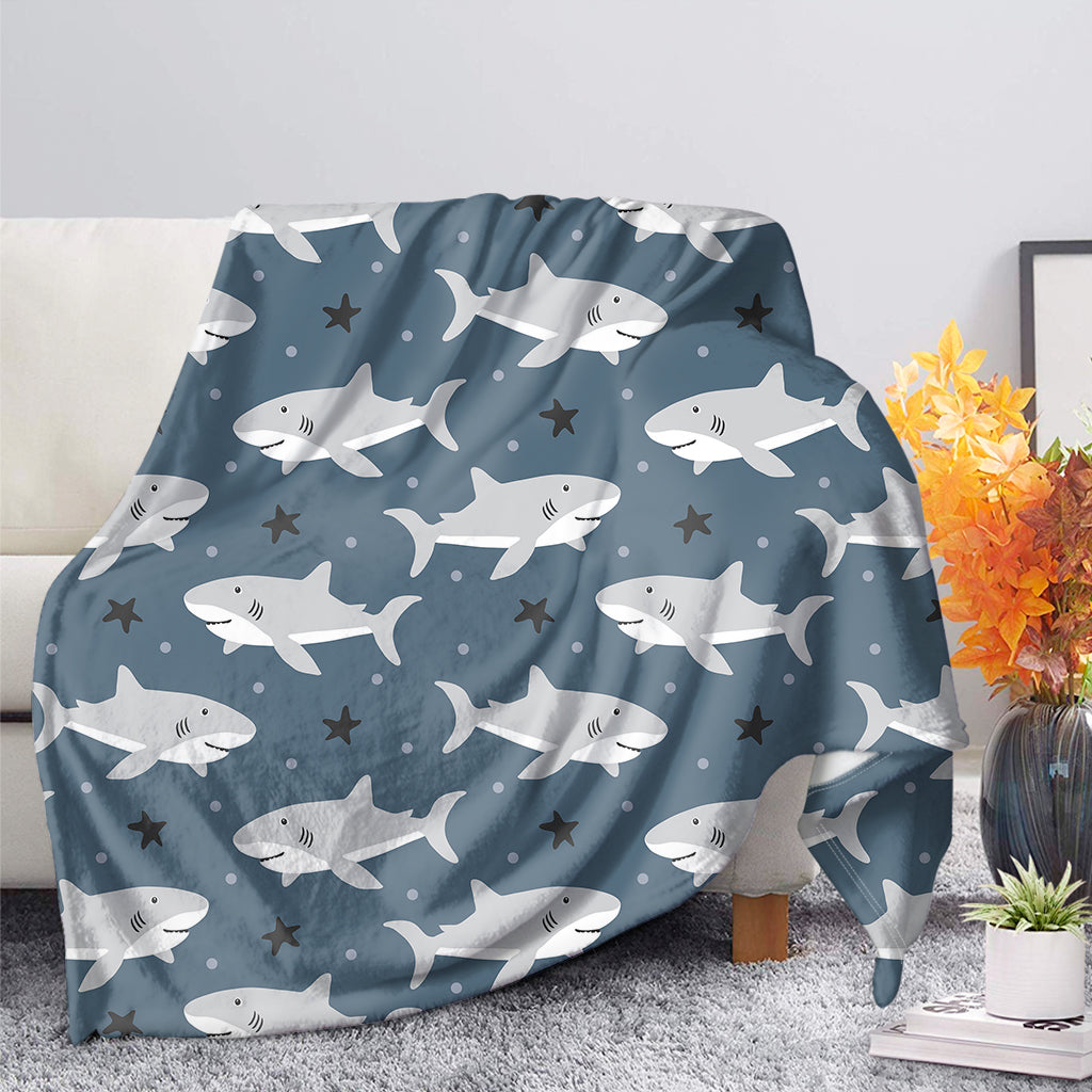 Cute White Shark Pattern Print Blanket