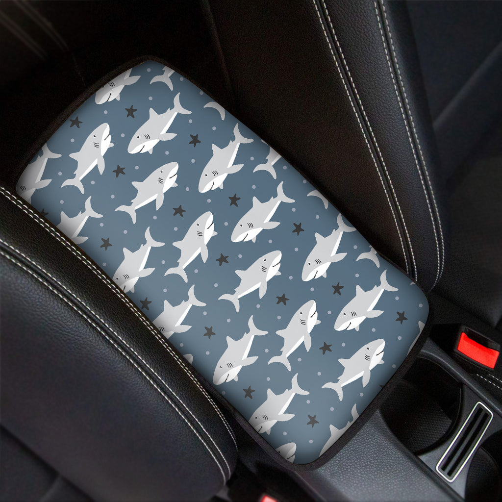 Cute White Shark Pattern Print Car Center Console Cover