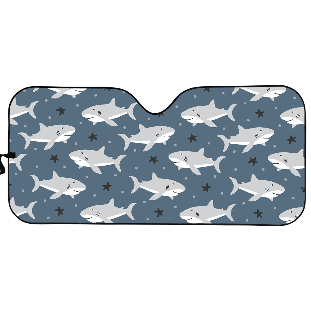 Cute White Shark Pattern Print Car Sun Shade