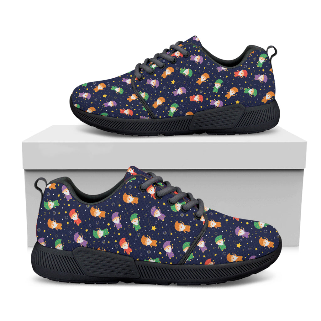 Cute Wizard Pattern Print Black Athletic Shoes