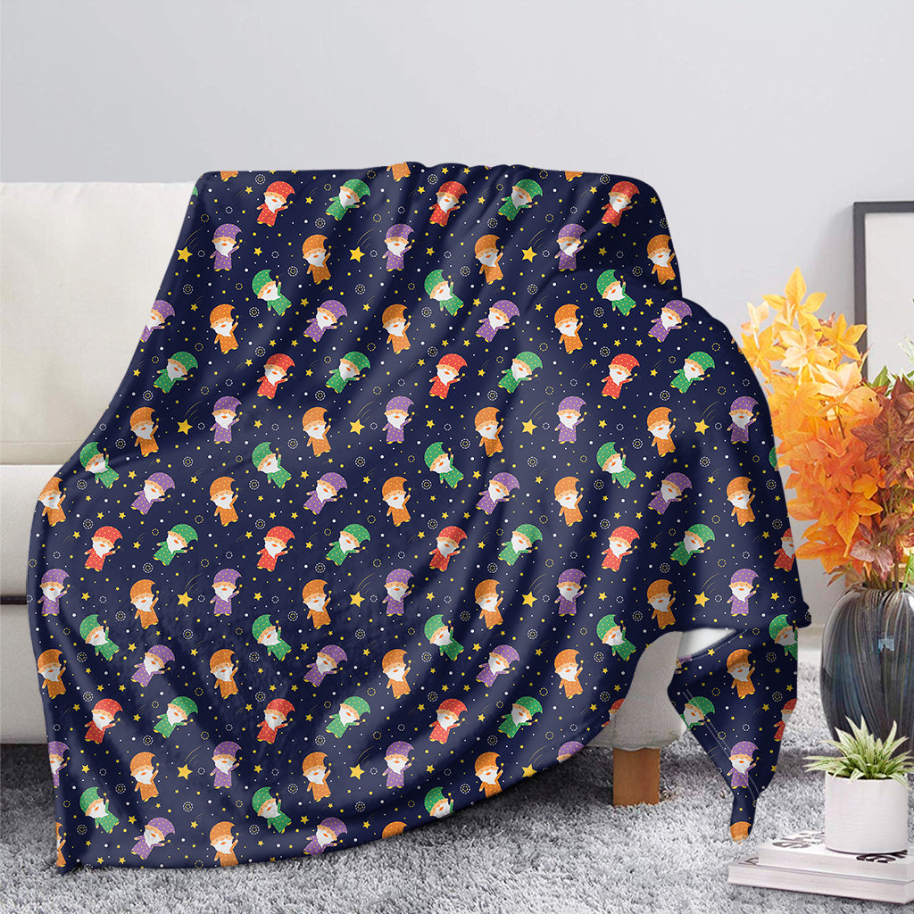 Cute Wizard Pattern Print Blanket