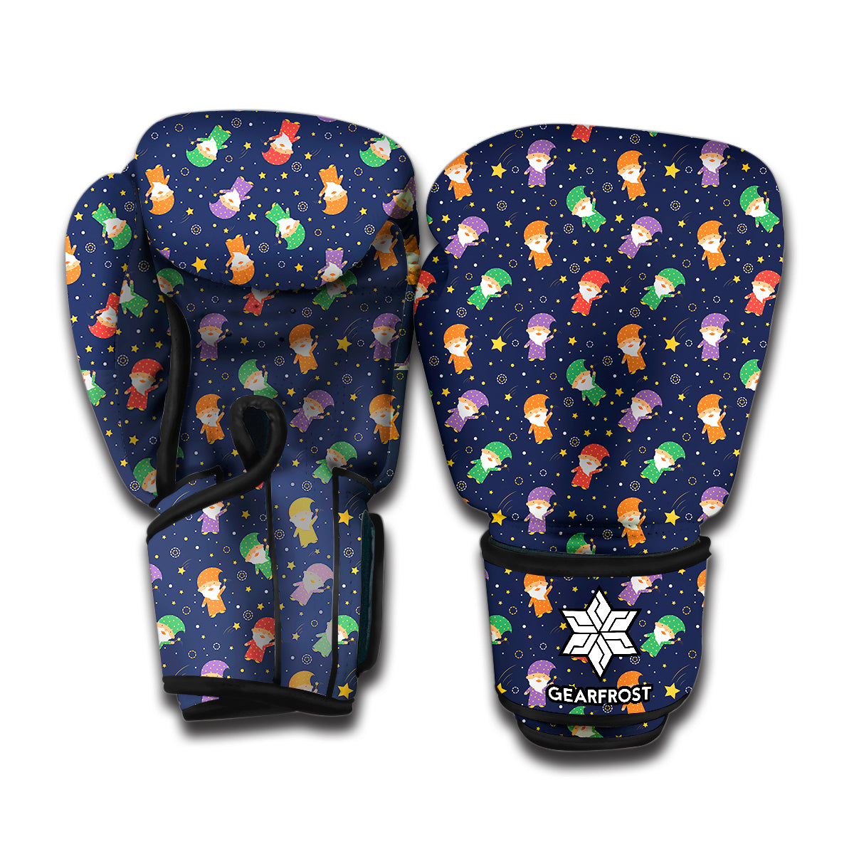 Cute Wizard Pattern Print Boxing Gloves