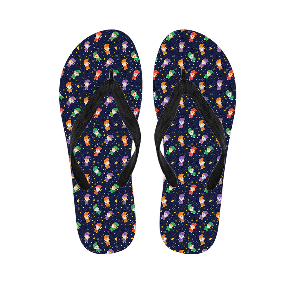 Cute Wizard Pattern Print Flip Flops