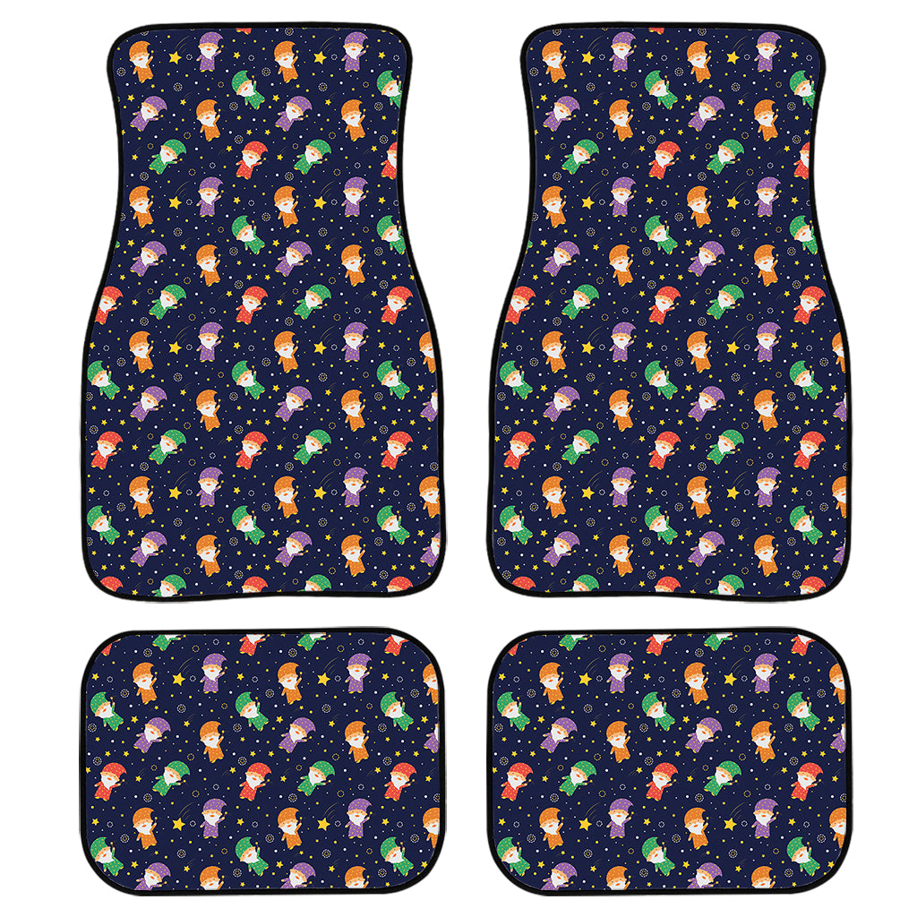 Cute Wizard Pattern Print Front and Back Car Floor Mats