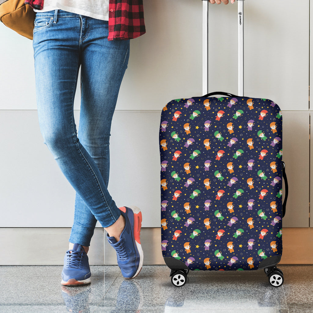 Cute Wizard Pattern Print Luggage Cover