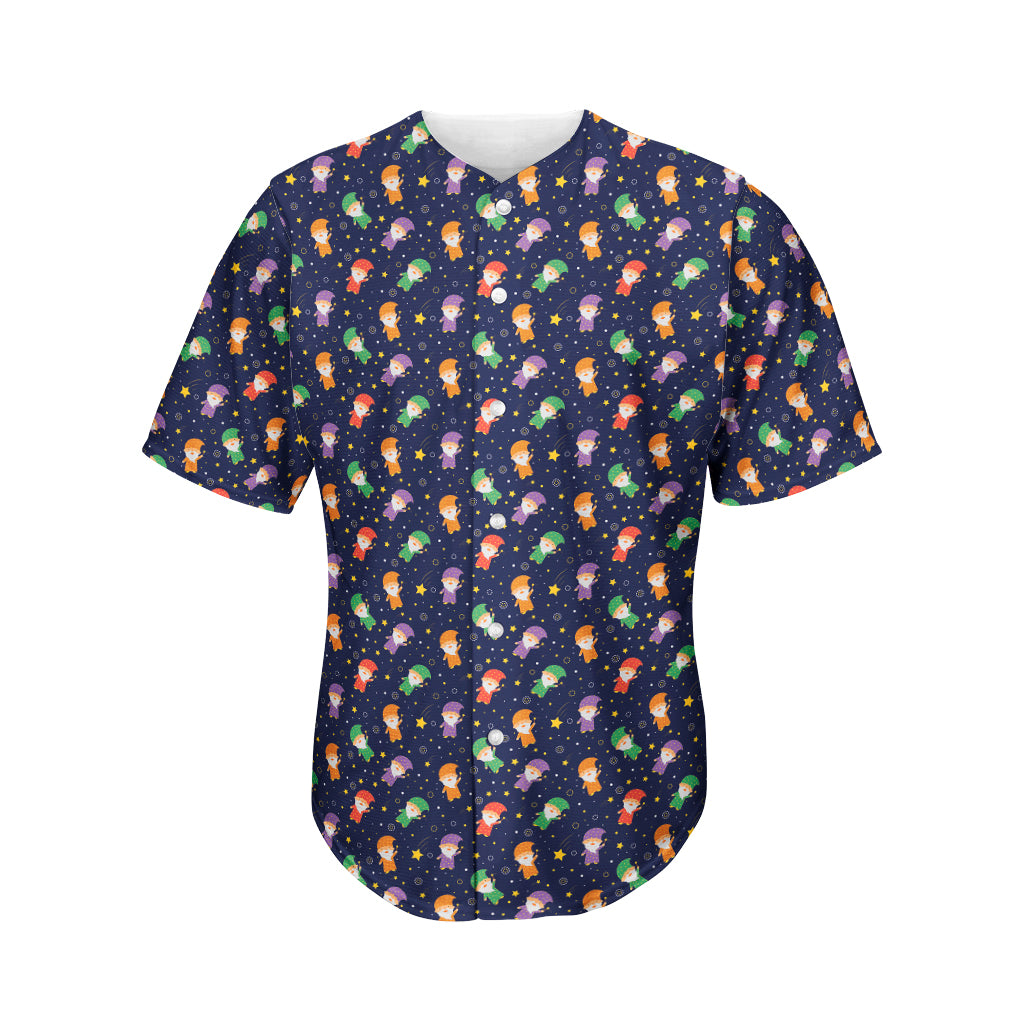 Cute Wizard Pattern Print Men's Baseball Jersey