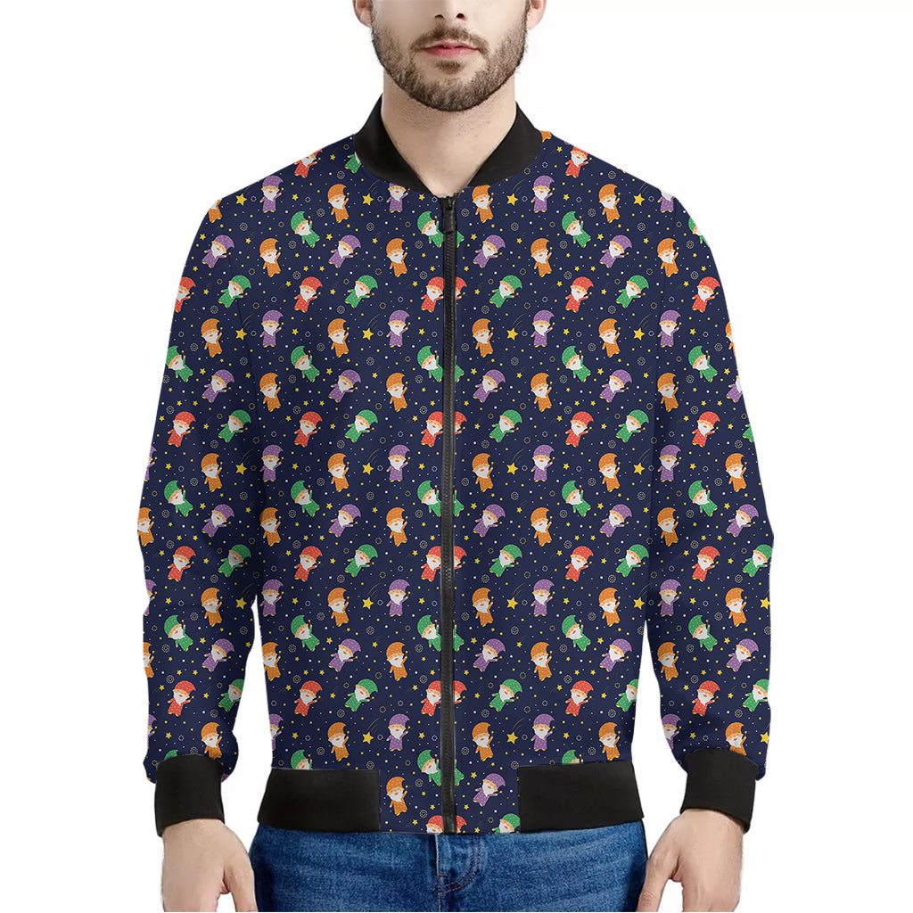 Cute Wizard Pattern Print Men's Bomber Jacket