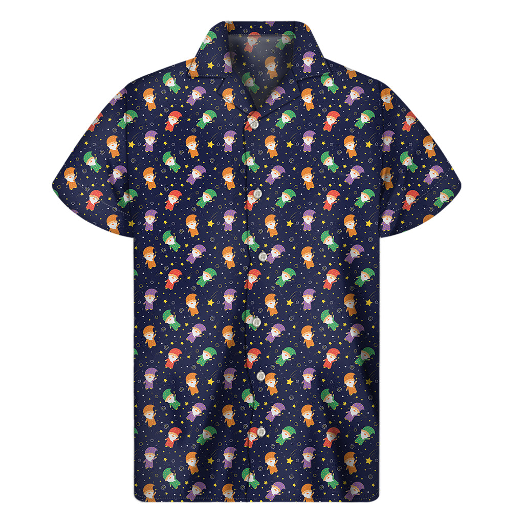 Cute Wizard Pattern Print Men's Short Sleeve Shirt