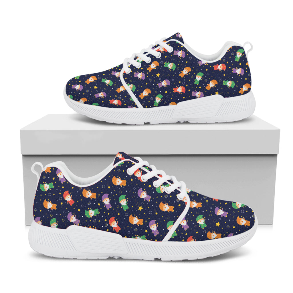 Cute Wizard Pattern Print White Athletic Shoes