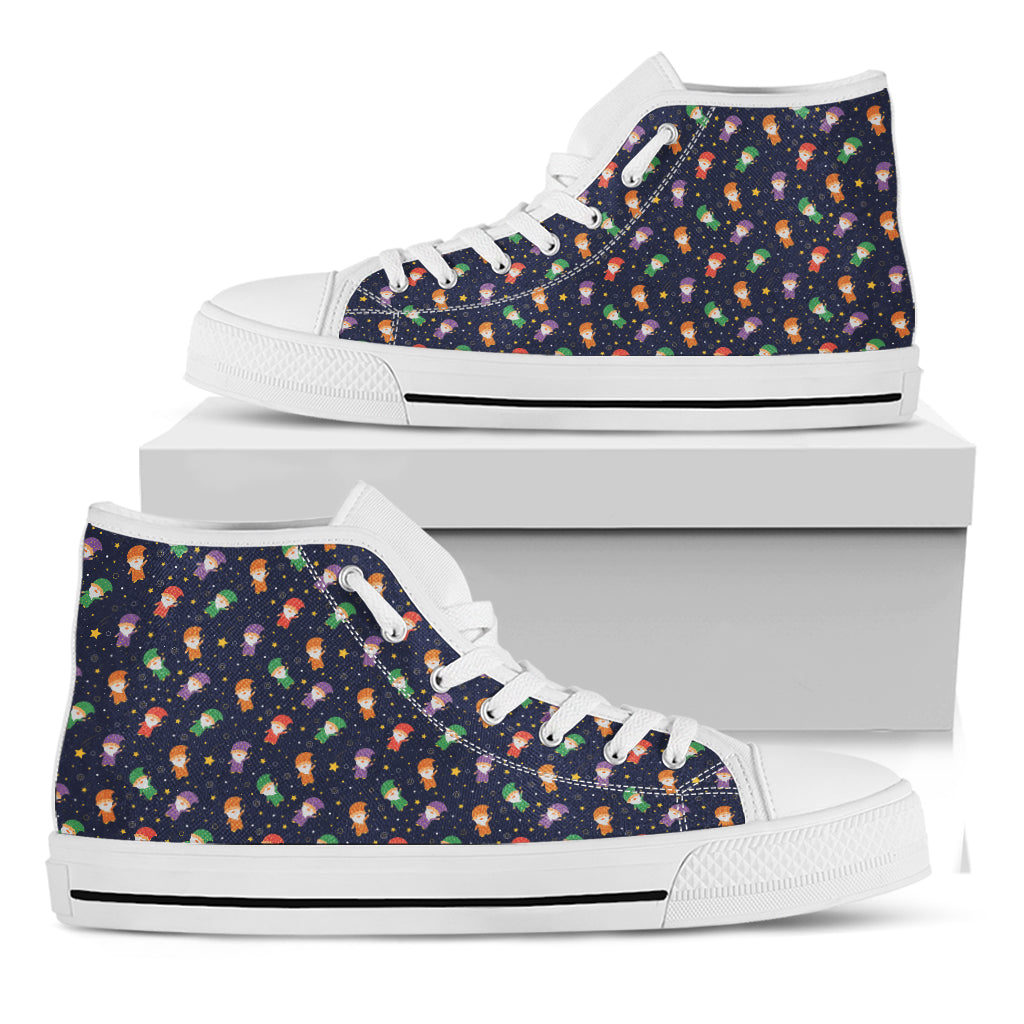 Cute Wizard Pattern Print White High Top Shoes