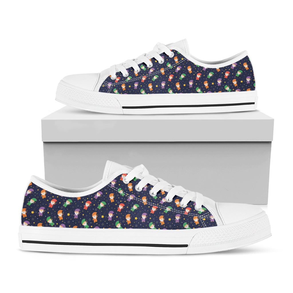 Cute Wizard Pattern Print White Low Top Shoes