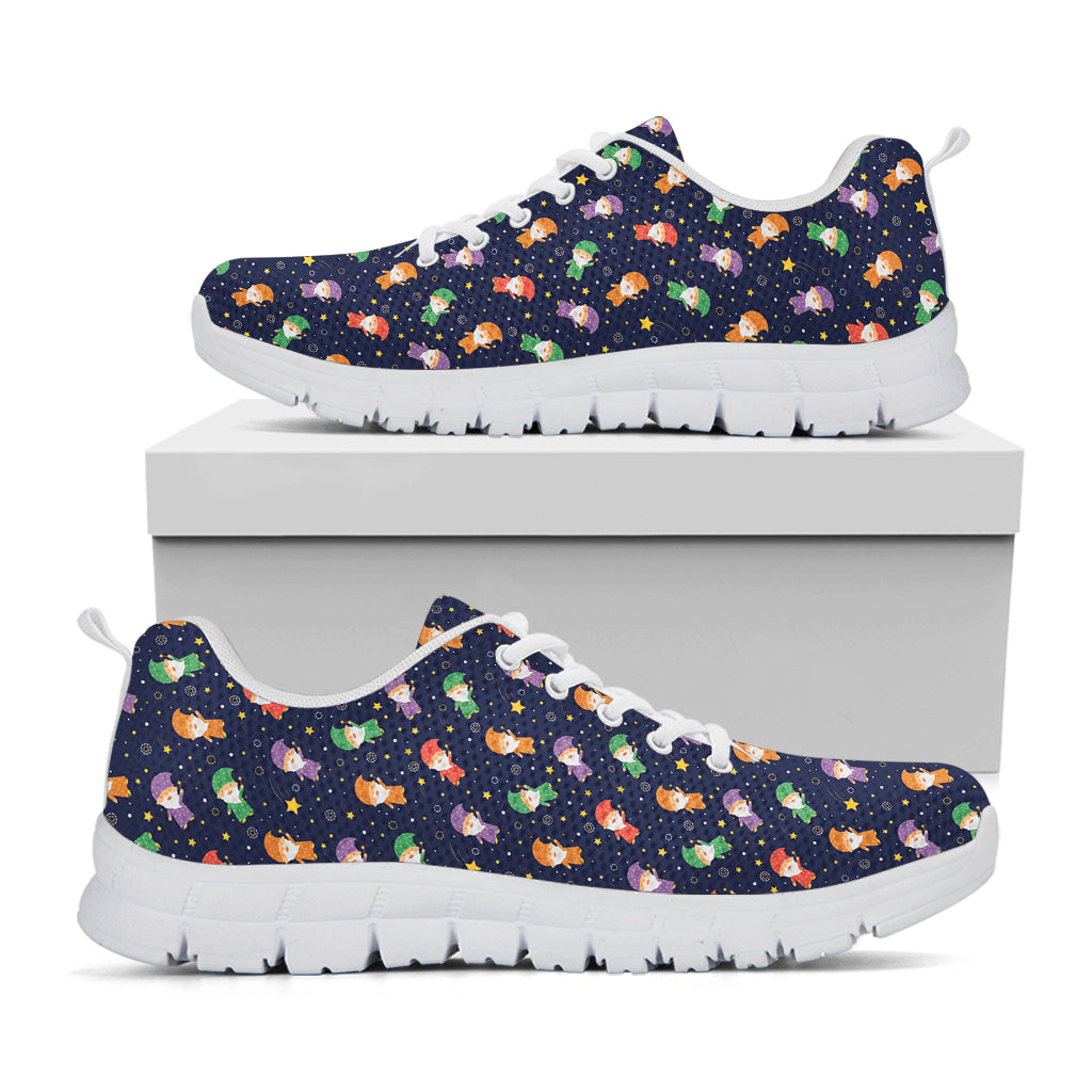 Cute Wizard Pattern Print White Sneakers