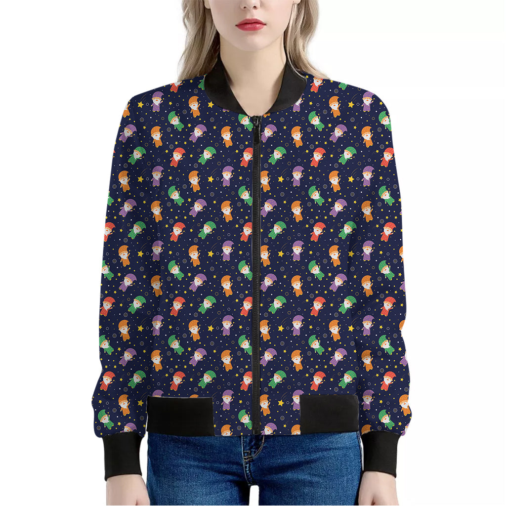 Cute Wizard Pattern Print Women's Bomber Jacket