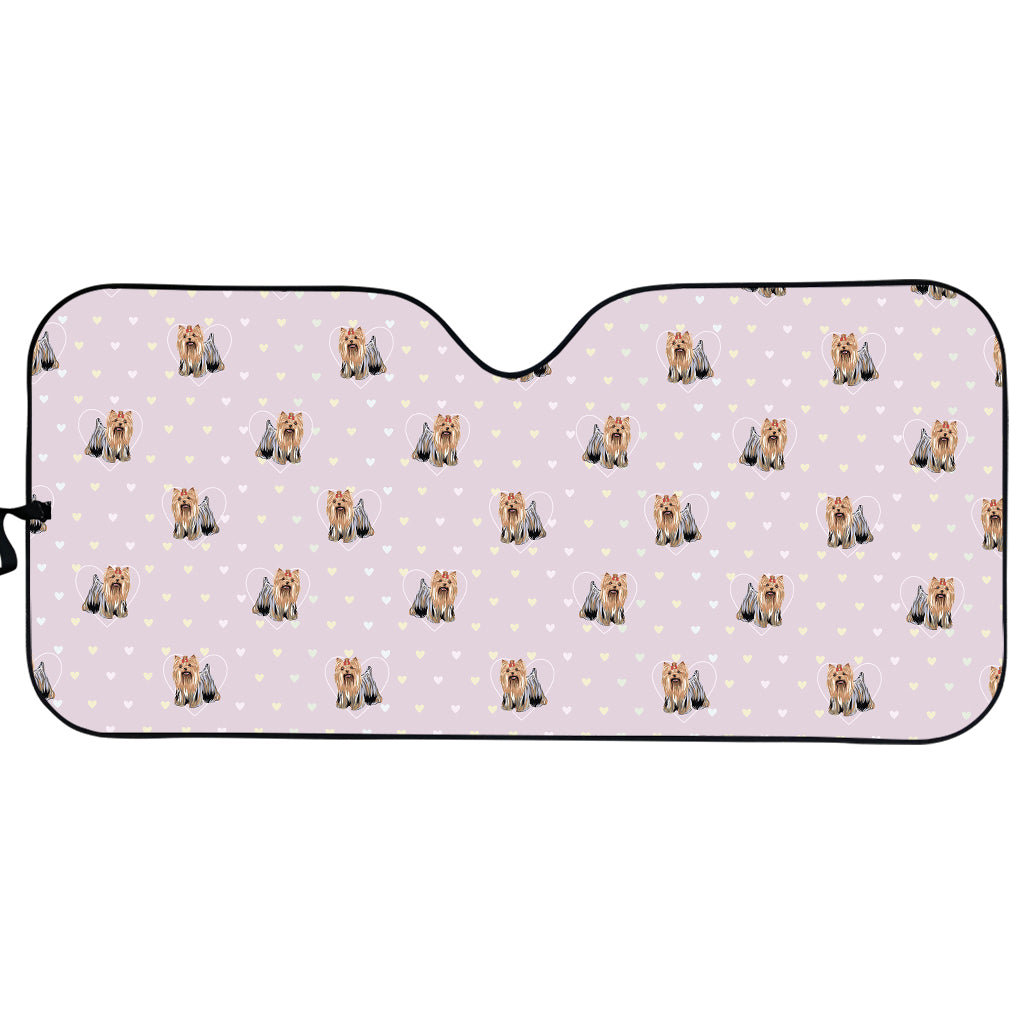 Cute Yorkshire Terrier Pattern Print Car Sun Shade