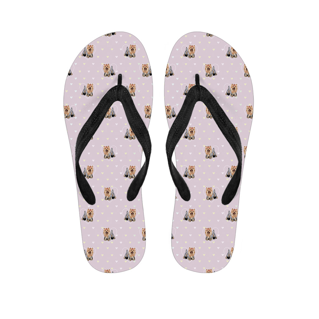 Cute Yorkshire Terrier Pattern Print Flip Flops