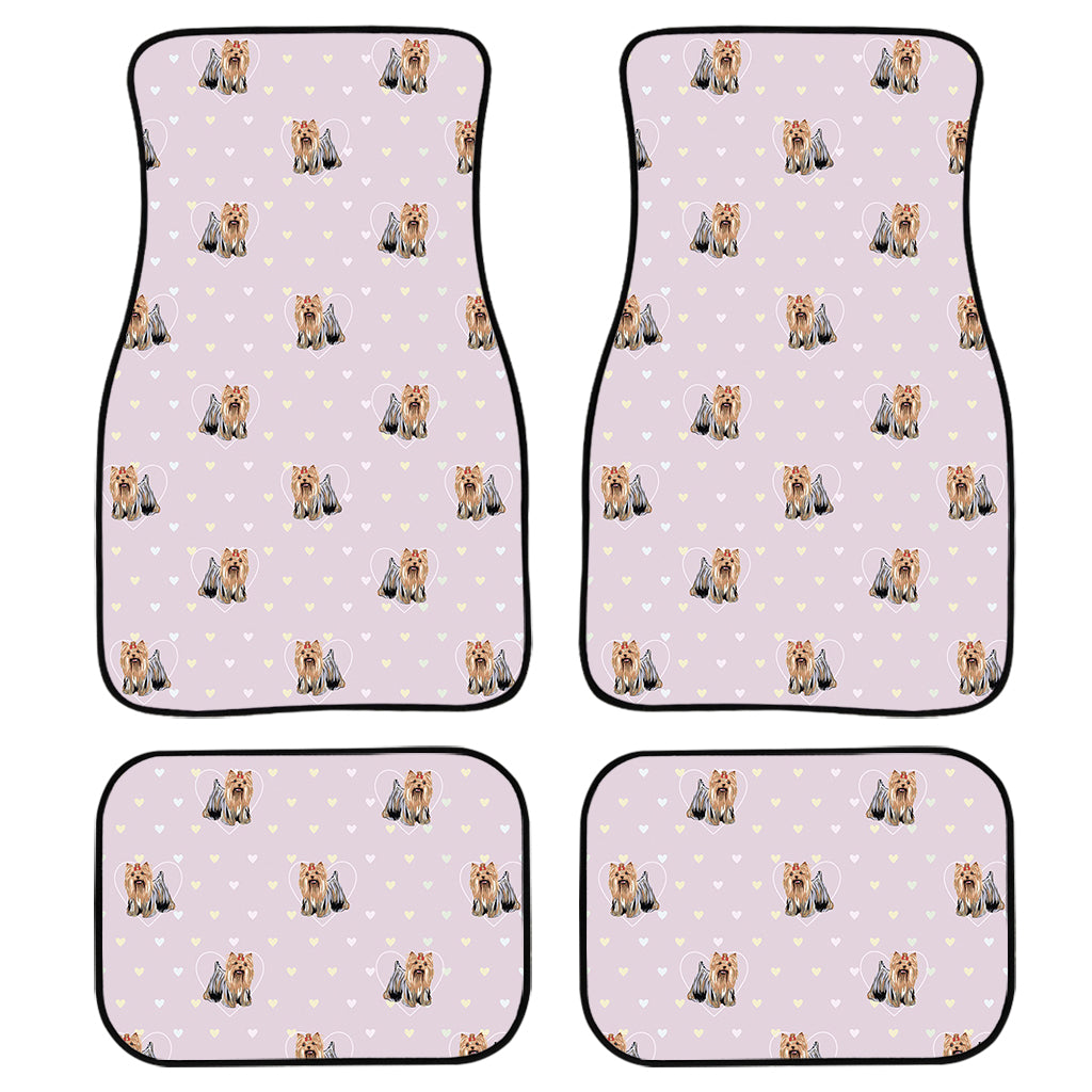 Cute Yorkshire Terrier Pattern Print Front and Back Car Floor Mats