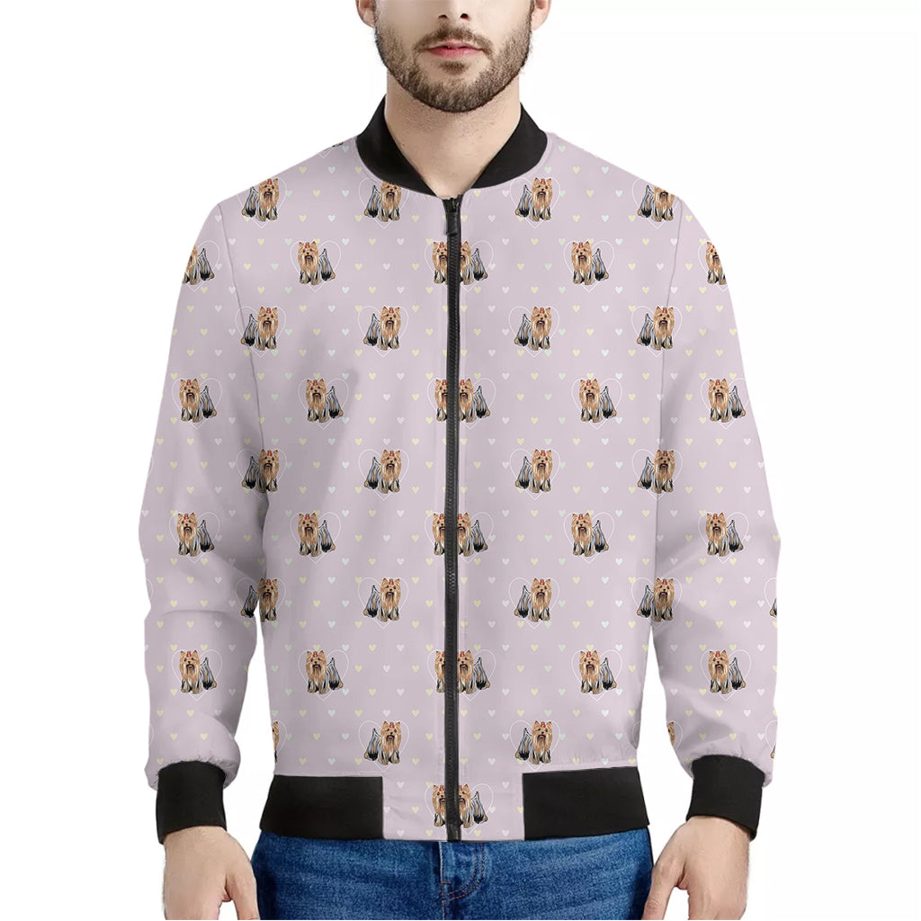 Cute Yorkshire Terrier Pattern Print Men's Bomber Jacket