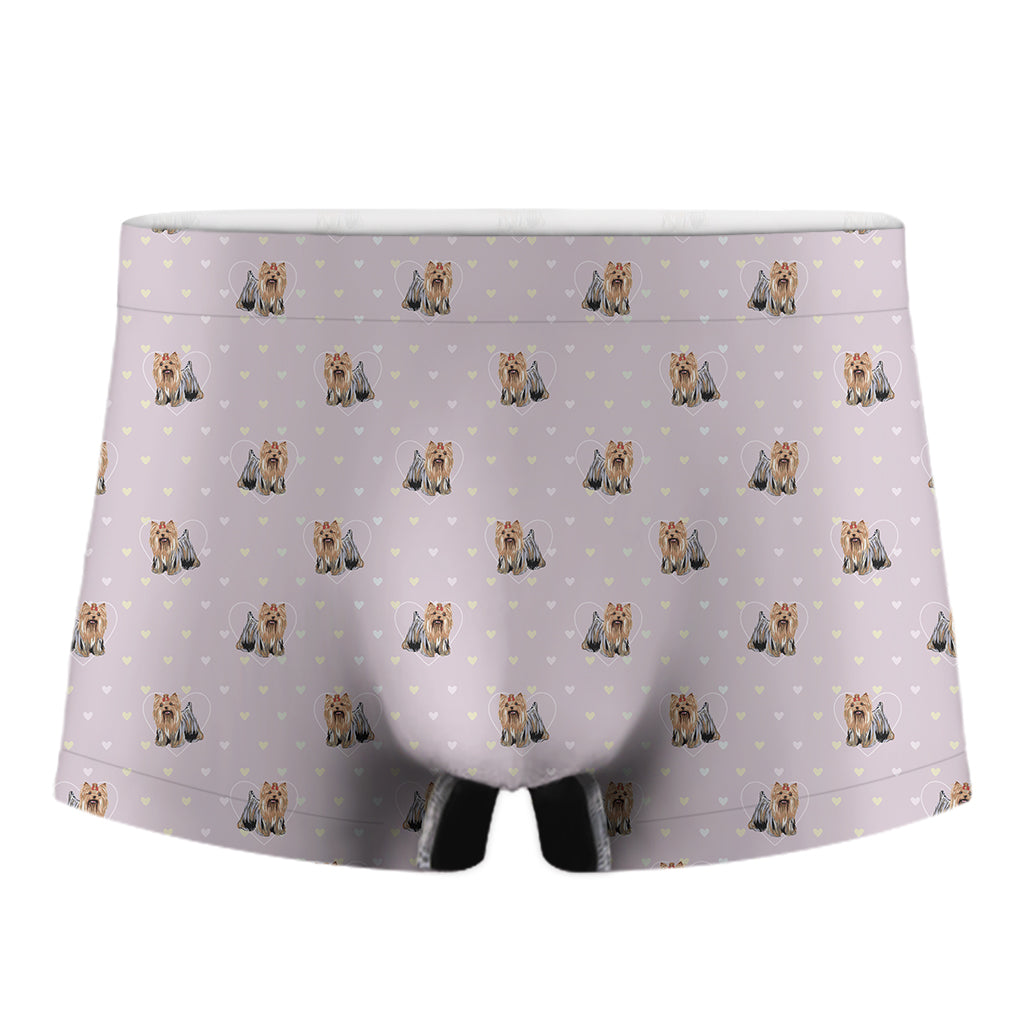 Cute Yorkshire Terrier Pattern Print Men's Boxer Briefs