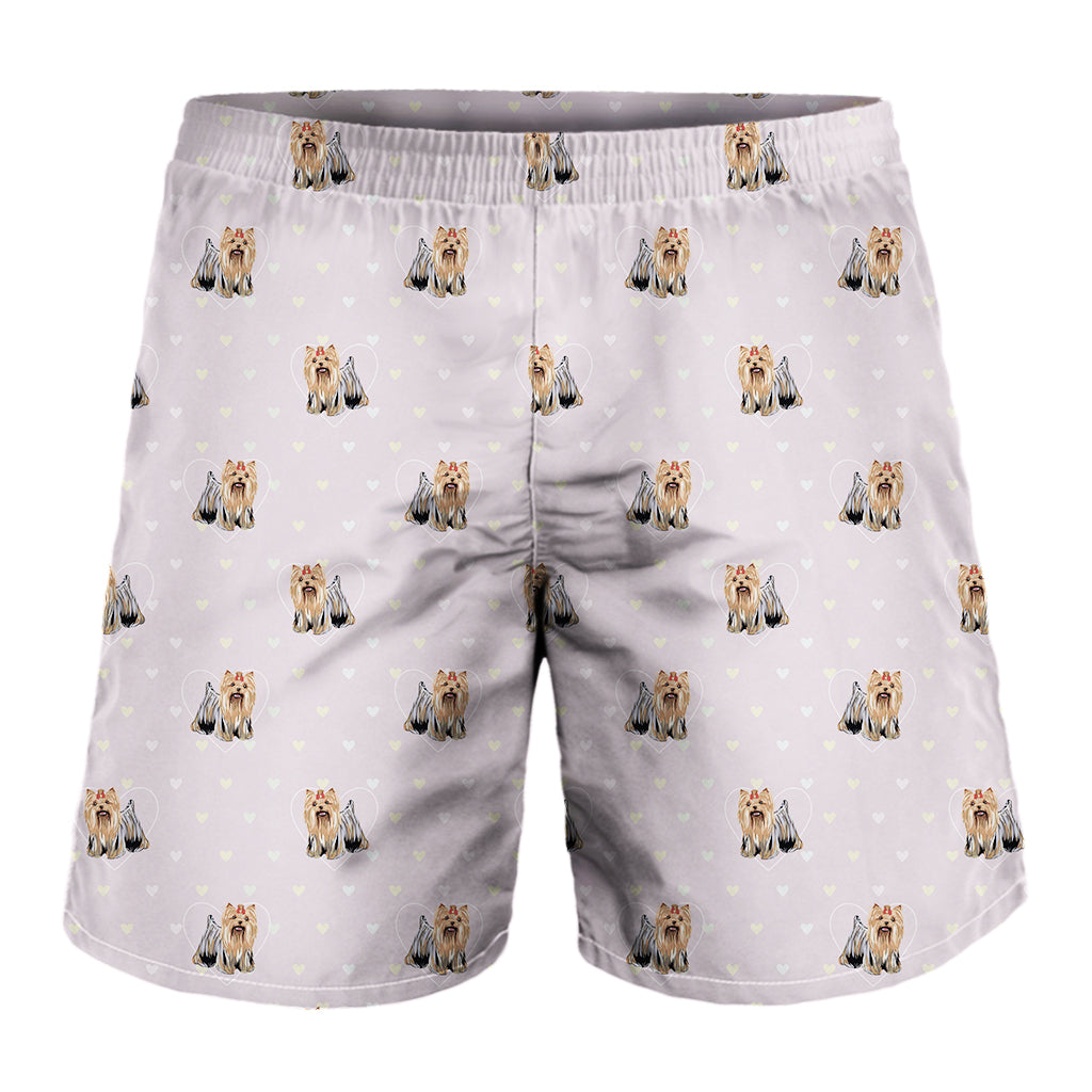 Cute Yorkshire Terrier Pattern Print Men's Shorts