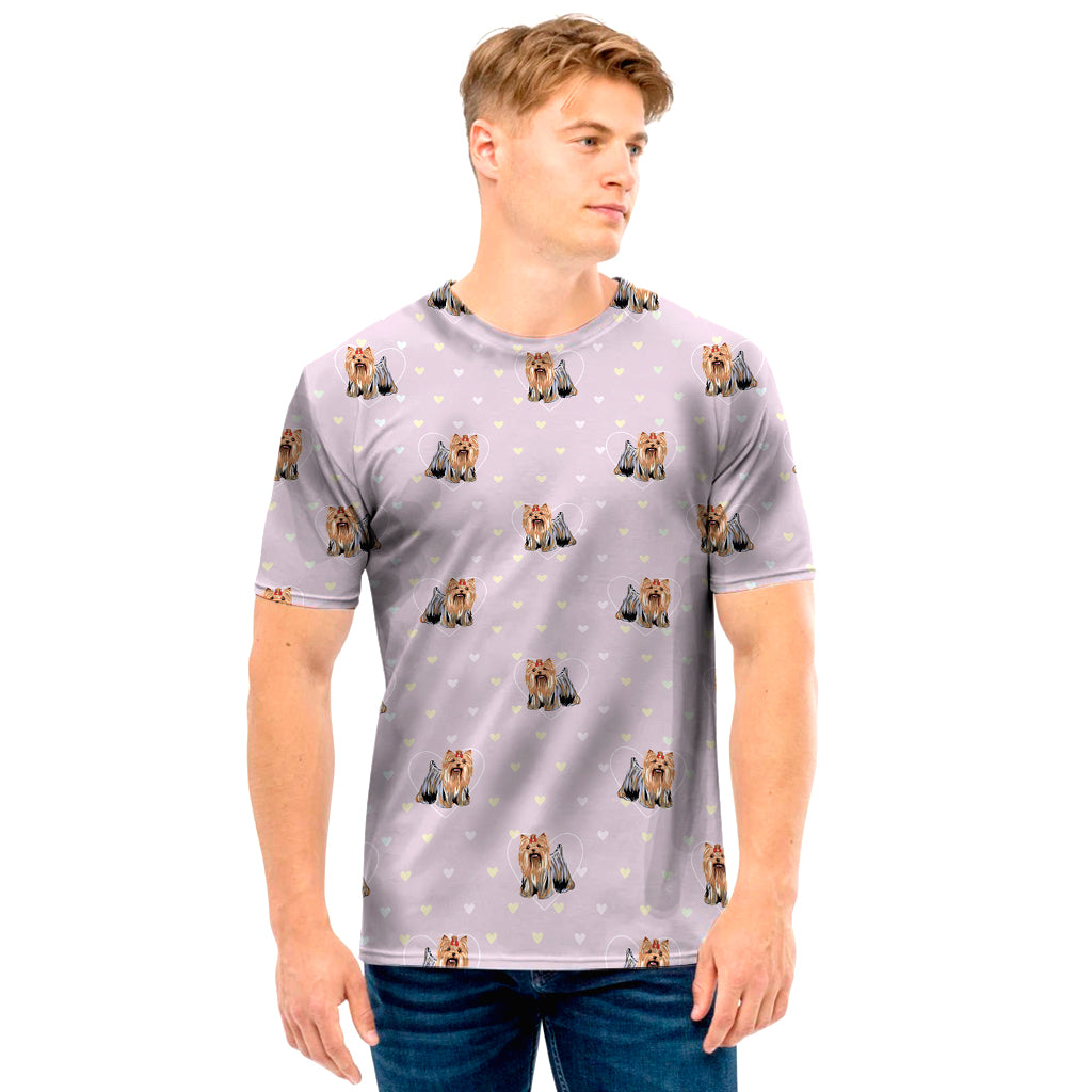 Cute Yorkshire Terrier Pattern Print Men's T-Shirt