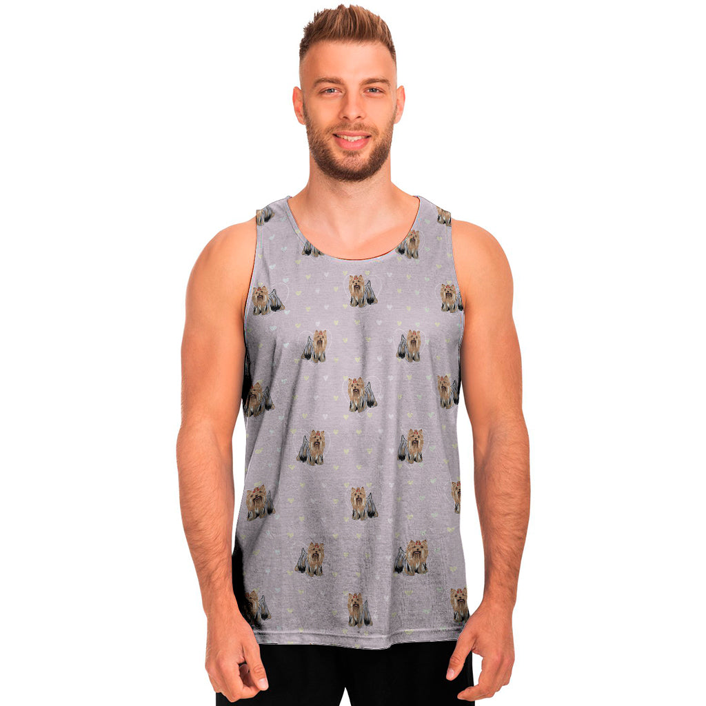 Cute Yorkshire Terrier Pattern Print Men's Tank Top