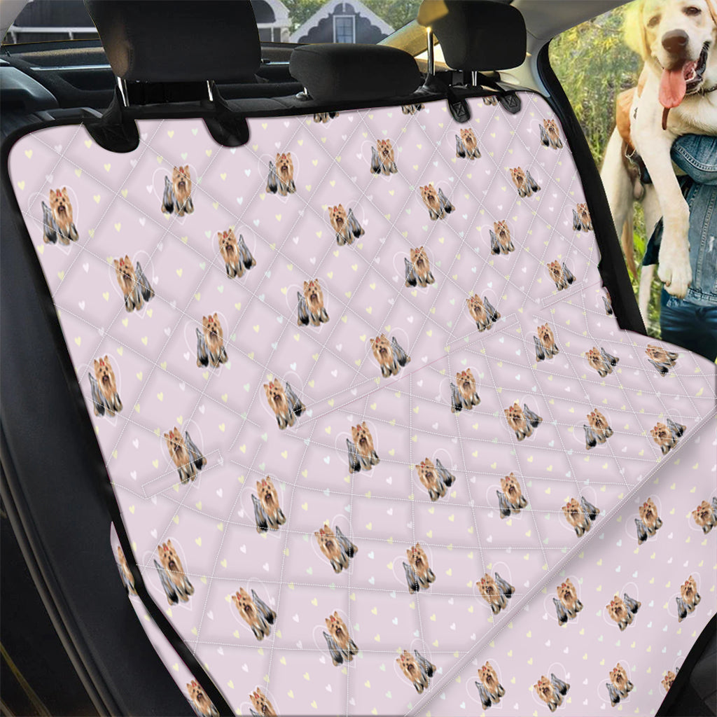 Cute Yorkshire Terrier Pattern Print Pet Car Back Seat Cover