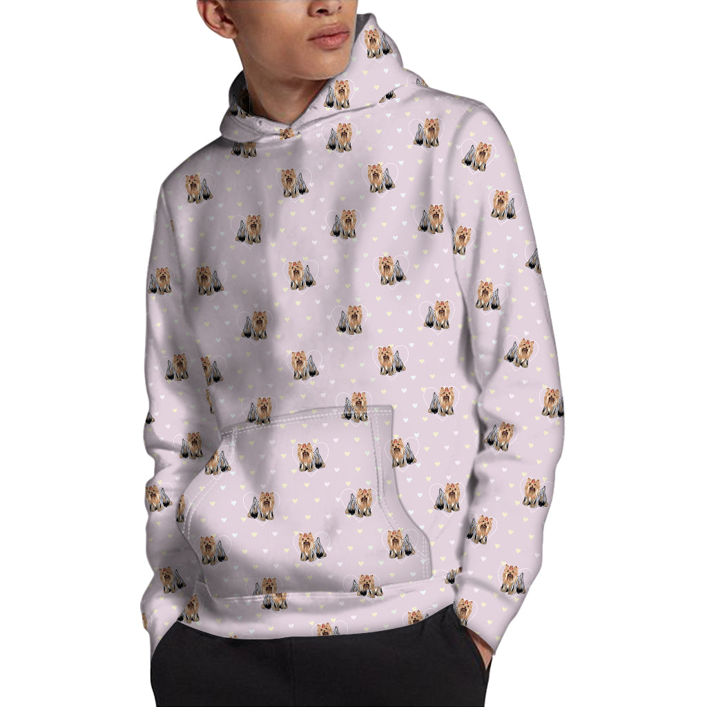 Cute Yorkshire Terrier Pattern Print Pullover Hoodie