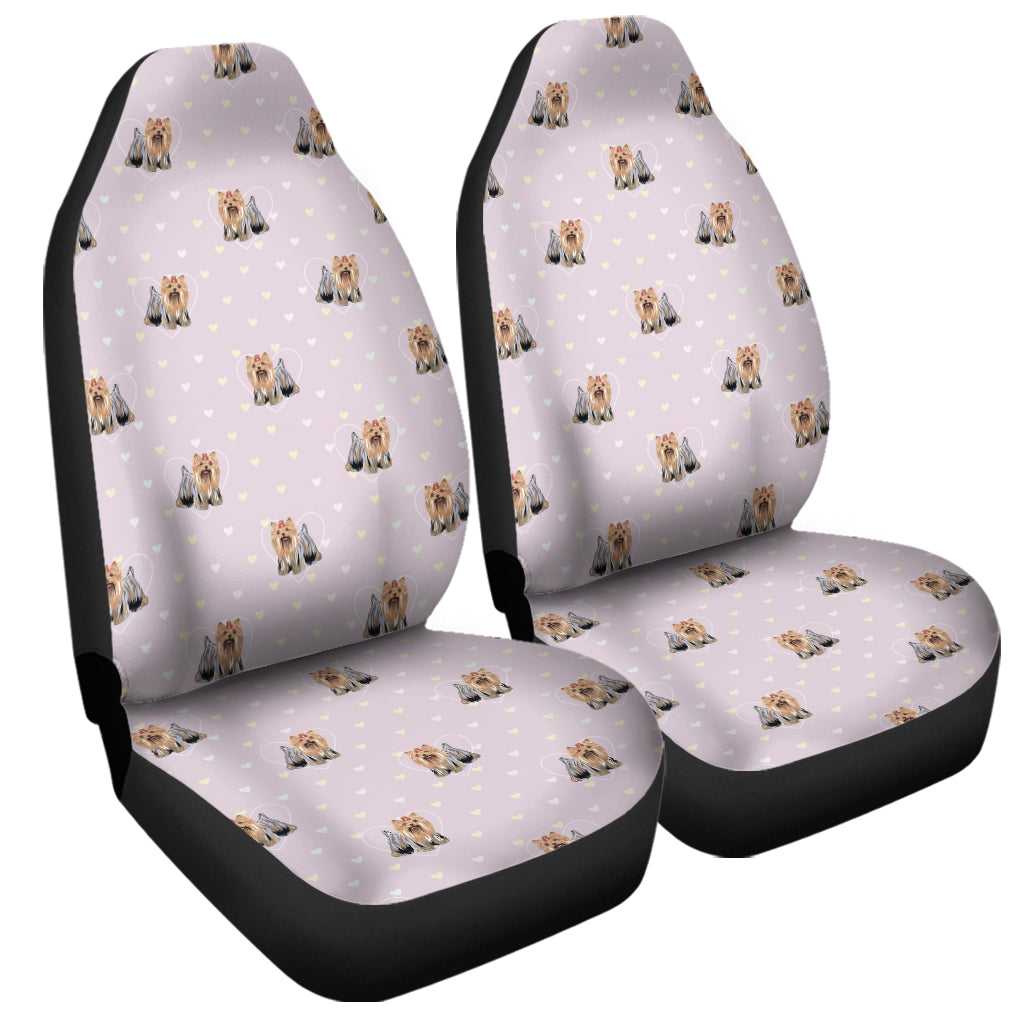 Cute Yorkshire Terrier Pattern Print Universal Fit Car Seat Covers