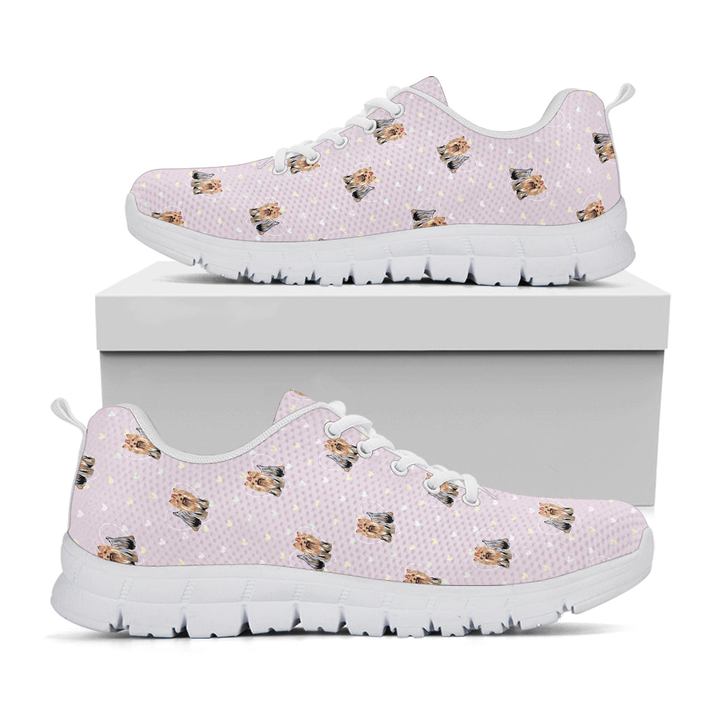 Cute Yorkshire Terrier Pattern Print White Sneakers