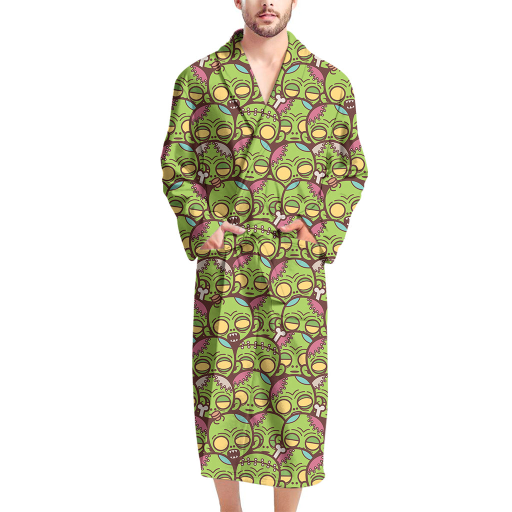 Cute Zombie Pattern Print Men's Bathrobe