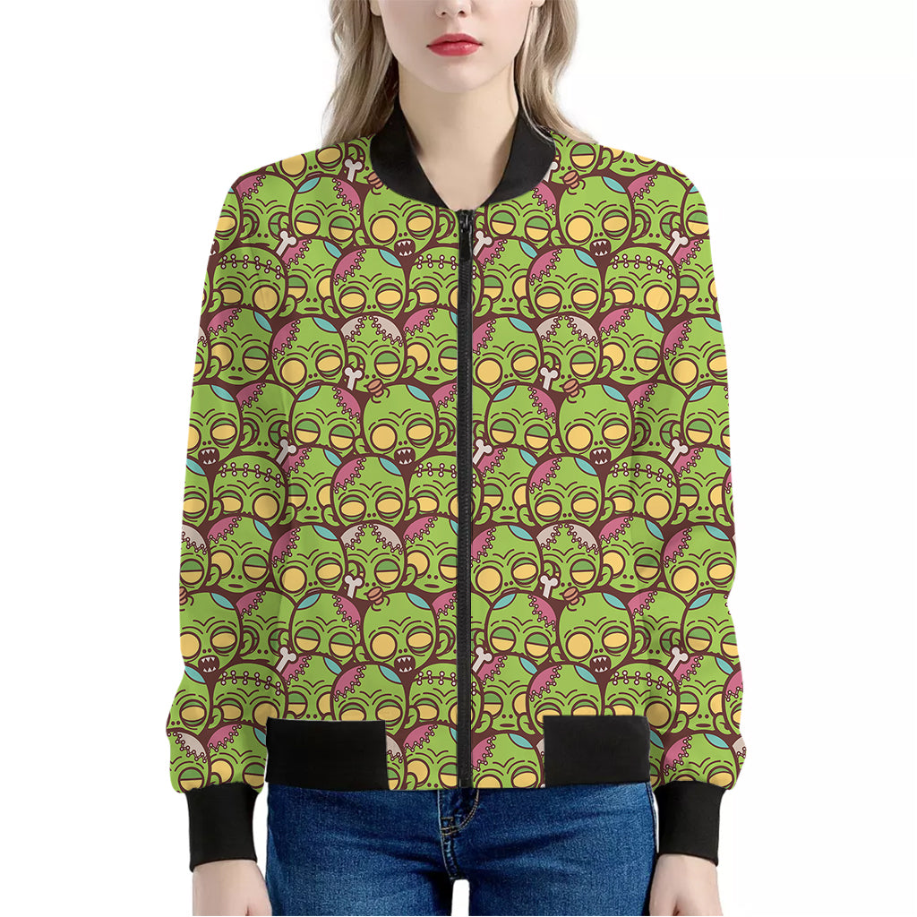 Cute Zombie Pattern Print Women's Bomber Jacket