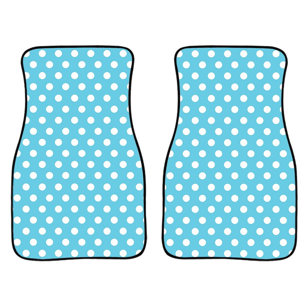 Cyan And White Polka Dot Pattern Print Front Car Floor Mats