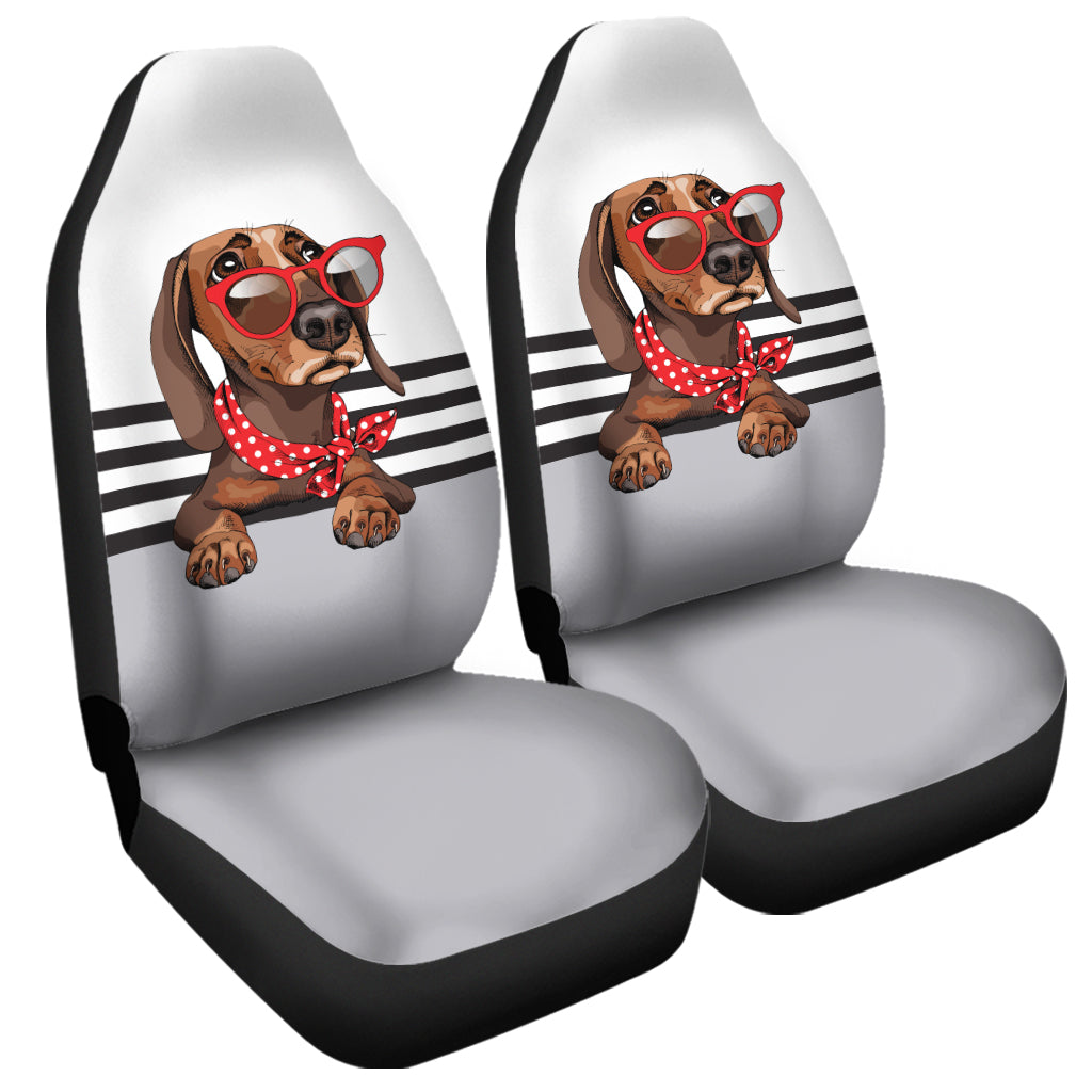 Dachshund With Red Sunglasses Print Universal Fit Car Seat Covers