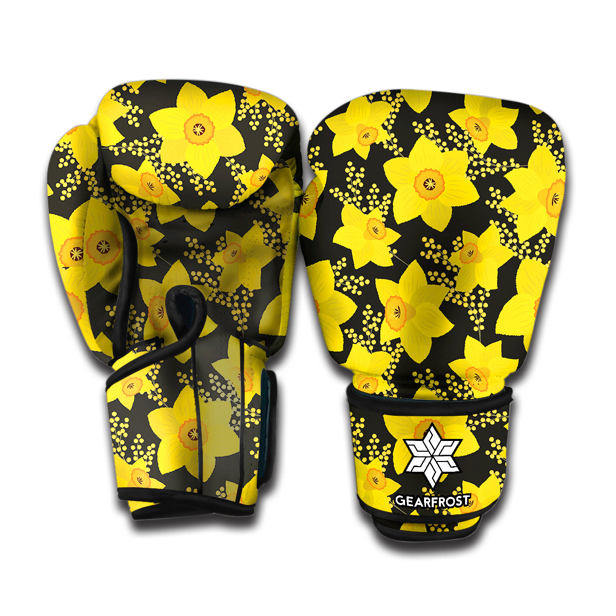 Daffodil And Mimosa Pattern Print Boxing Gloves