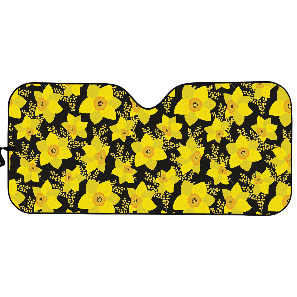 Daffodil And Mimosa Pattern Print Car Sun Shade