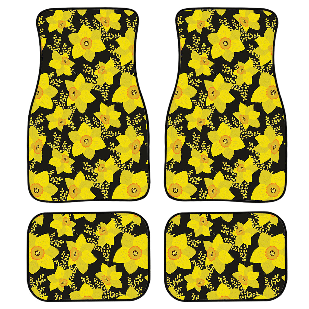 Daffodil And Mimosa Pattern Print Front and Back Car Floor Mats