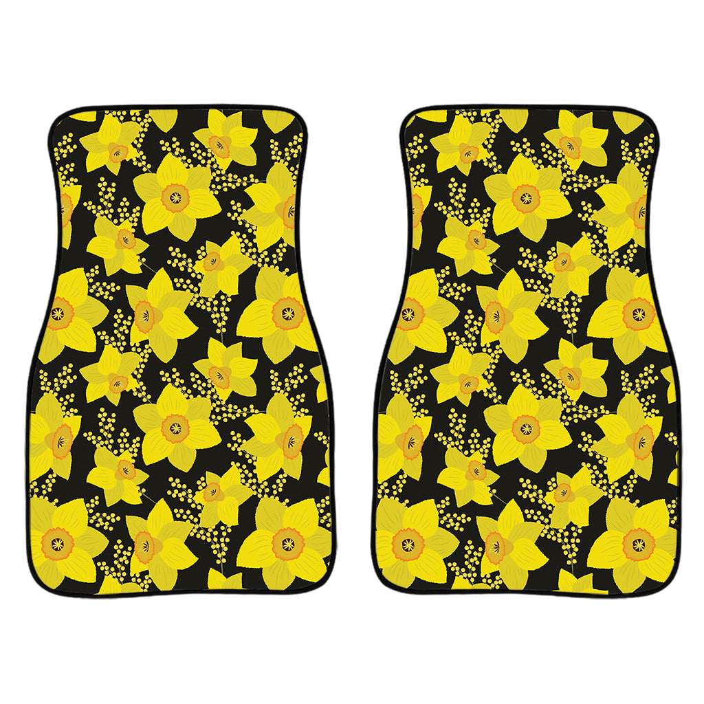 Daffodil And Mimosa Pattern Print Front Car Floor Mats