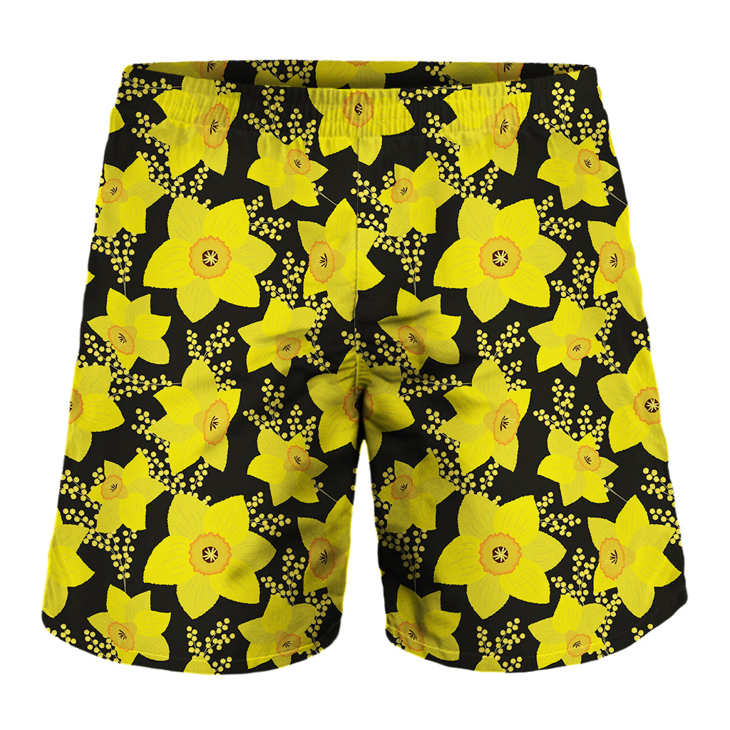 Daffodil And Mimosa Pattern Print Men's Shorts