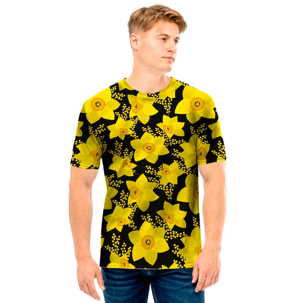 Daffodil And Mimosa Pattern Print Men's T-Shirt