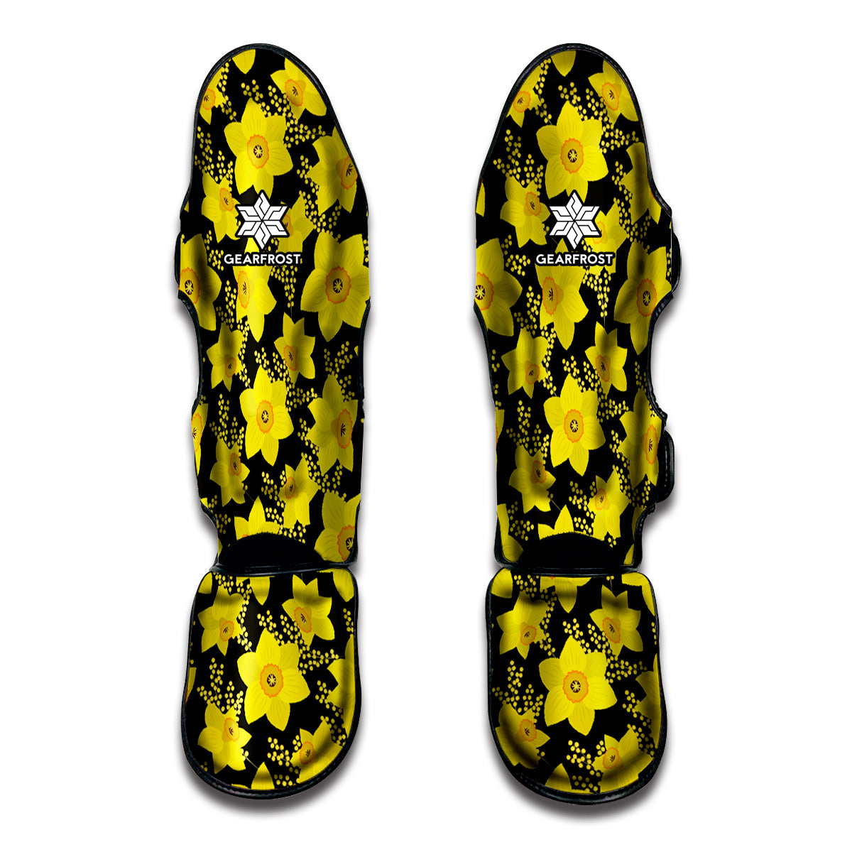 Daffodil And Mimosa Pattern Print Muay Thai Shin Guards