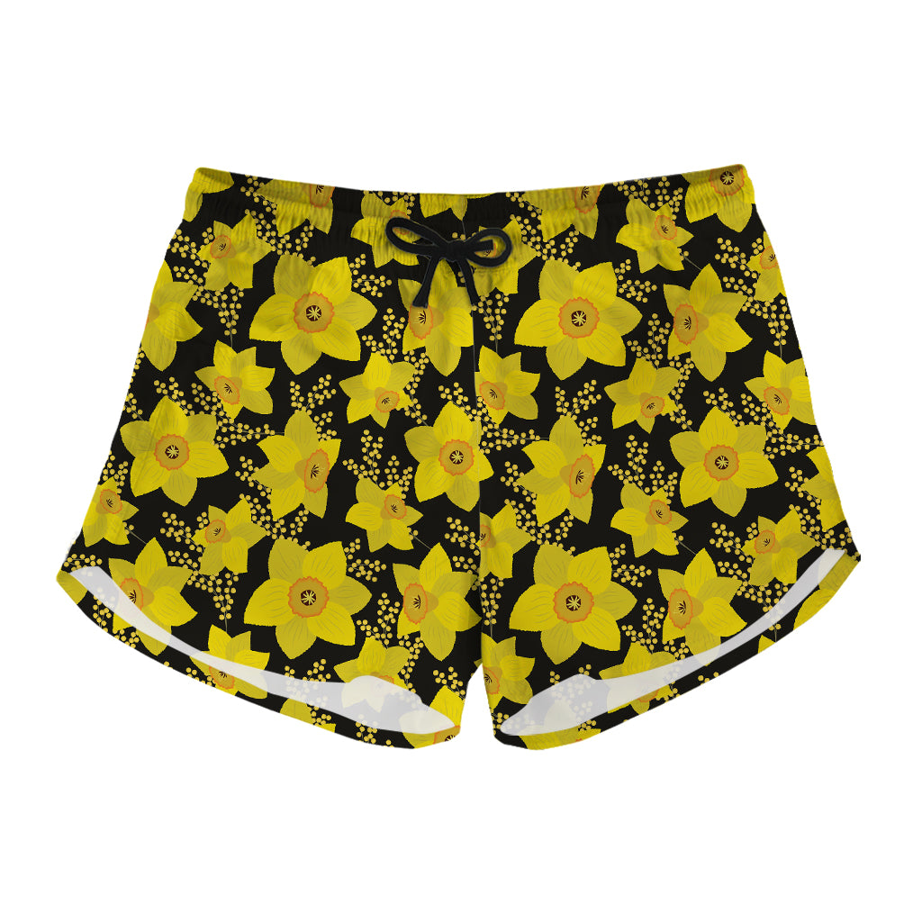 Daffodil And Mimosa Pattern Print Women's Shorts