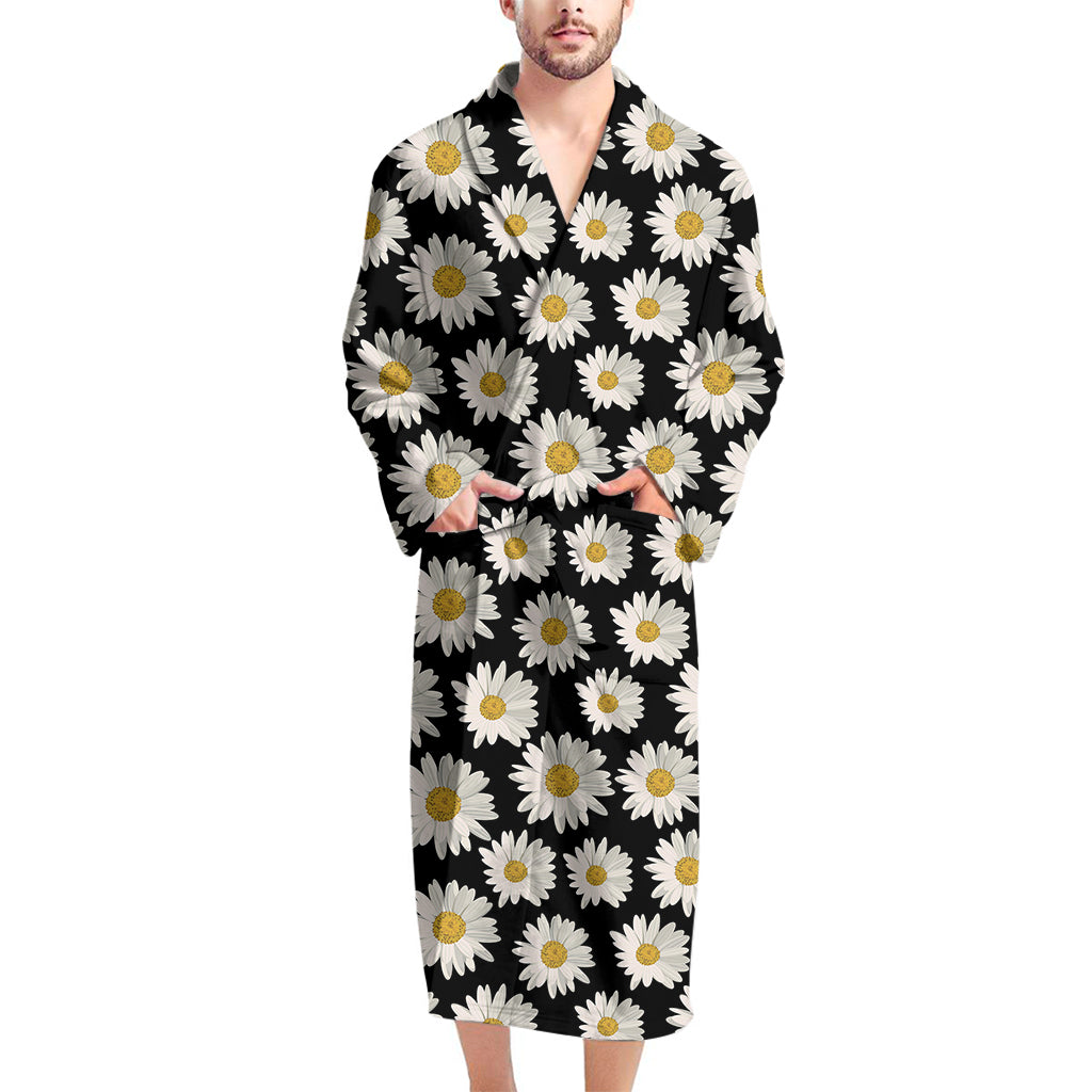 Daisy Flower Pattern Print Men's Bathrobe