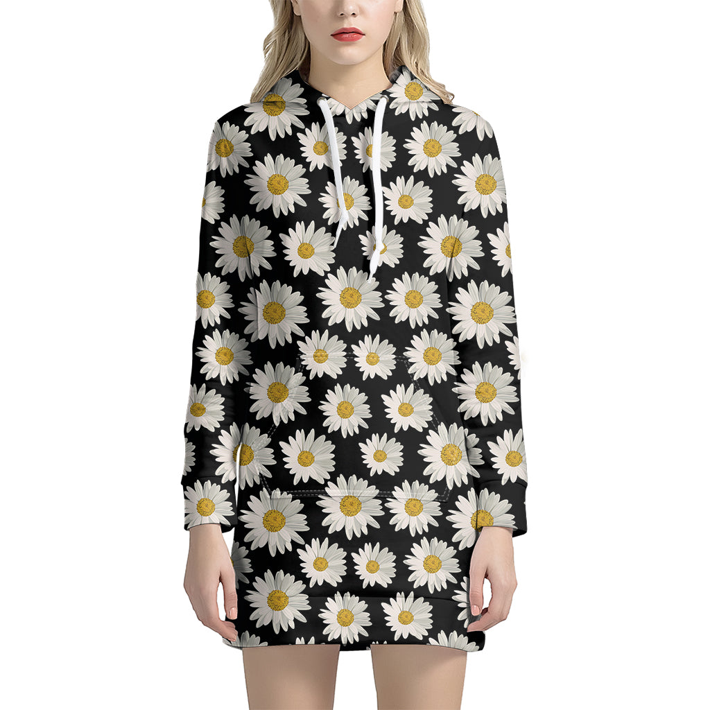 Daisy Flower Pattern Print Women's Pullover Hoodie Dress