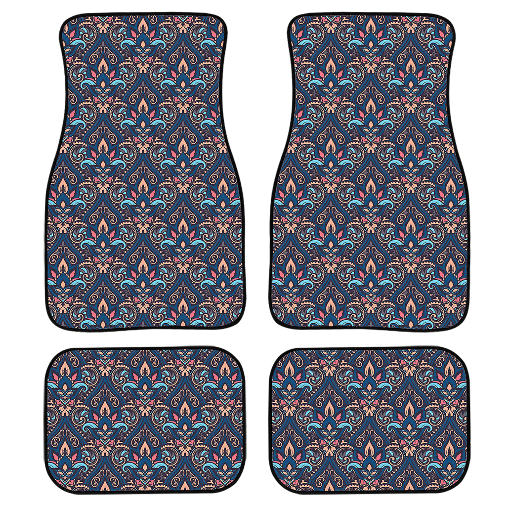 Damask Boho Pattern Print Front and Back Car Floor Mats