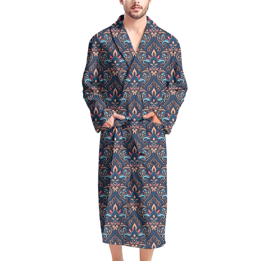 Damask Boho Pattern Print Men's Bathrobe