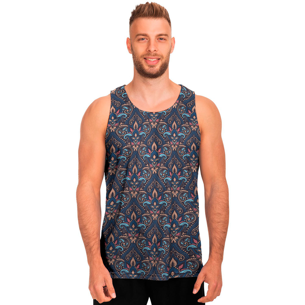 Damask Boho Pattern Print Men's Tank Top