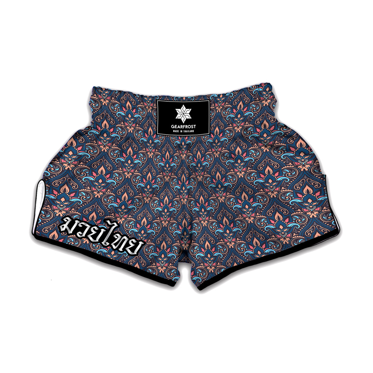 Damask Boho Pattern Print Muay Thai Boxing Shorts