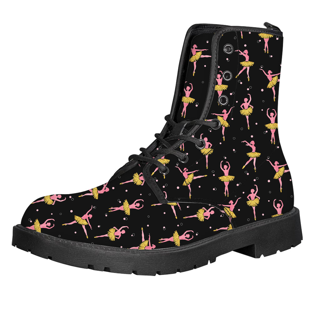 Dancing Ballet Pattern Print Leather Boots